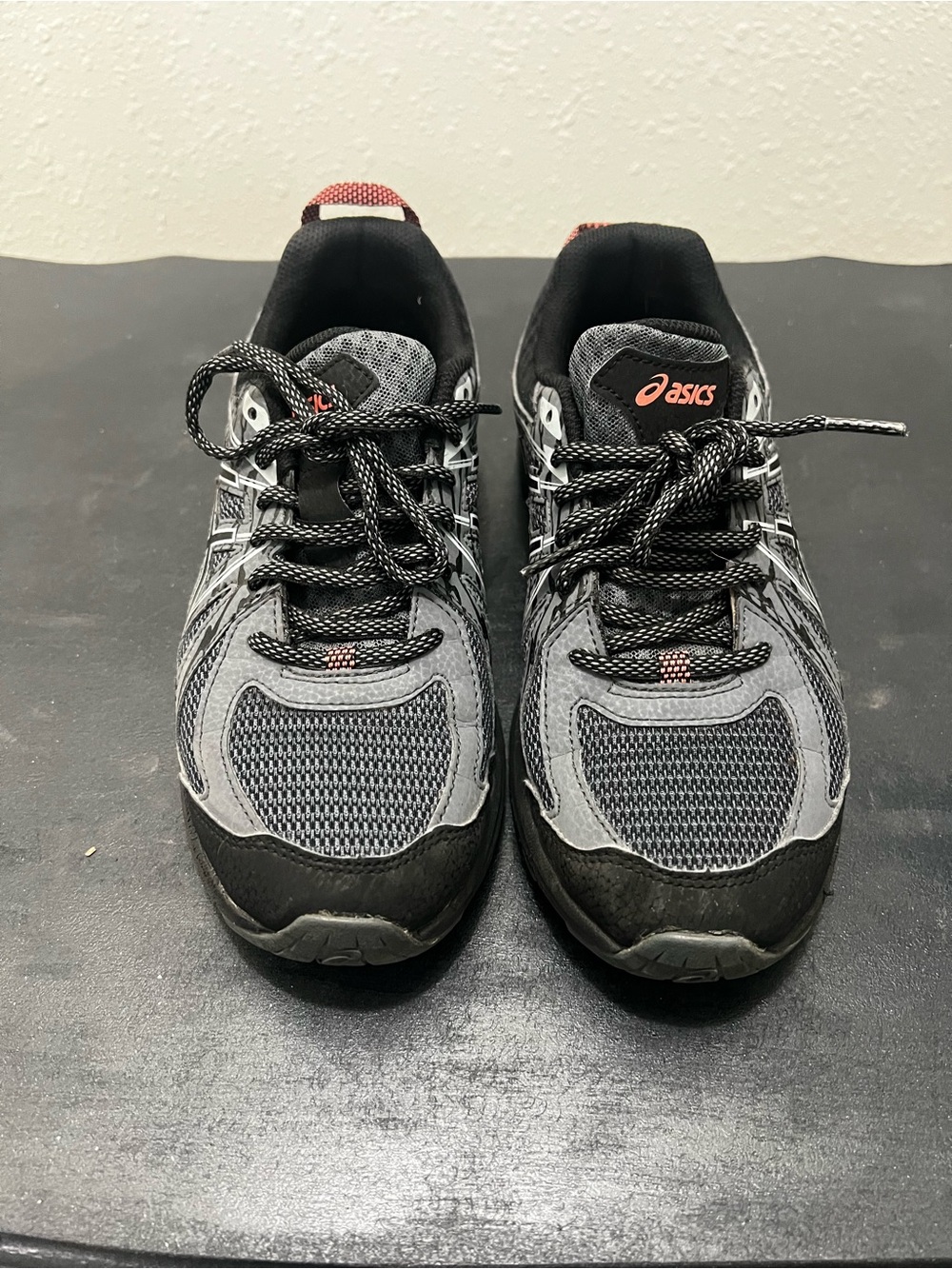 ASICS Gray, Black and Coral Men's Athletic Sneakers